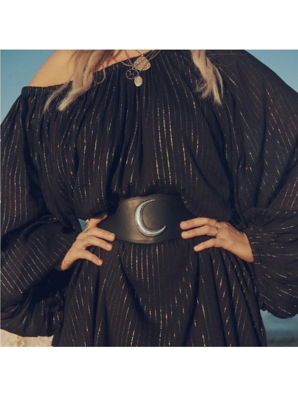 Spell Black Belt with Silver Crescent